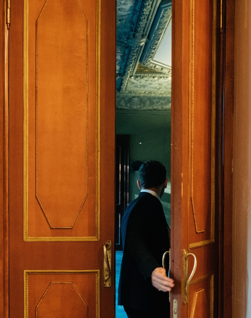 Businessman entering room